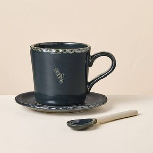 Hearth & Hand With Magnolia 6 fl oz Pinched Edge Teacup with Saucer & Spoon Indi